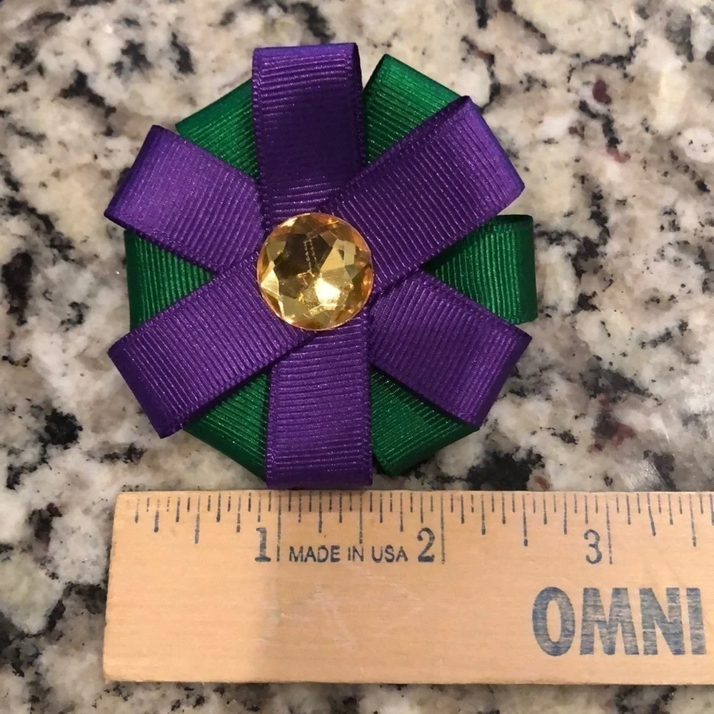 2/$15 Mardi Gras Hair Accessories Set Purple Green Gold Bows Clips Headband